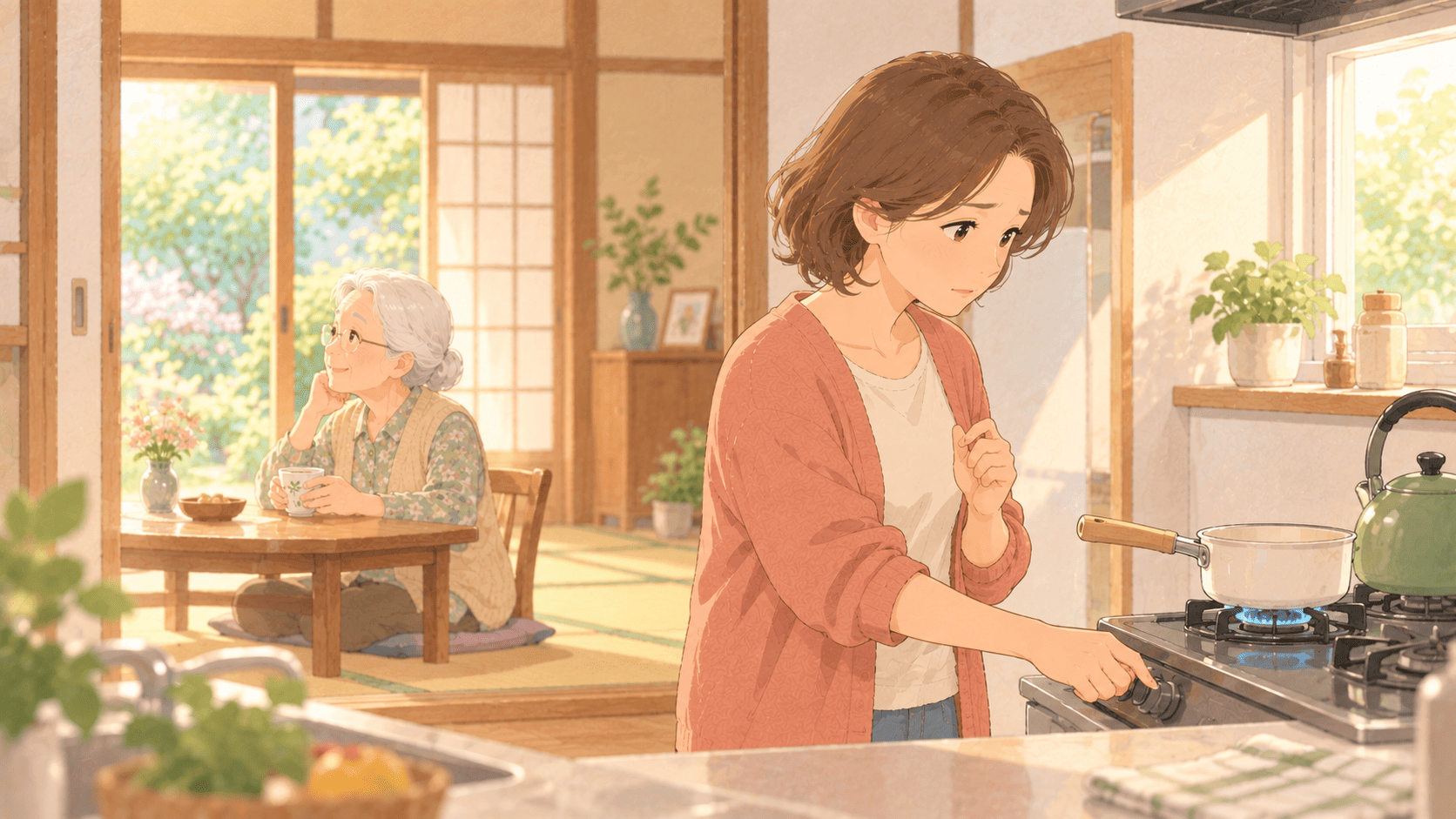 ひとり暮らしの母の自宅を訪ねる遠方の娘(想定イメージ)